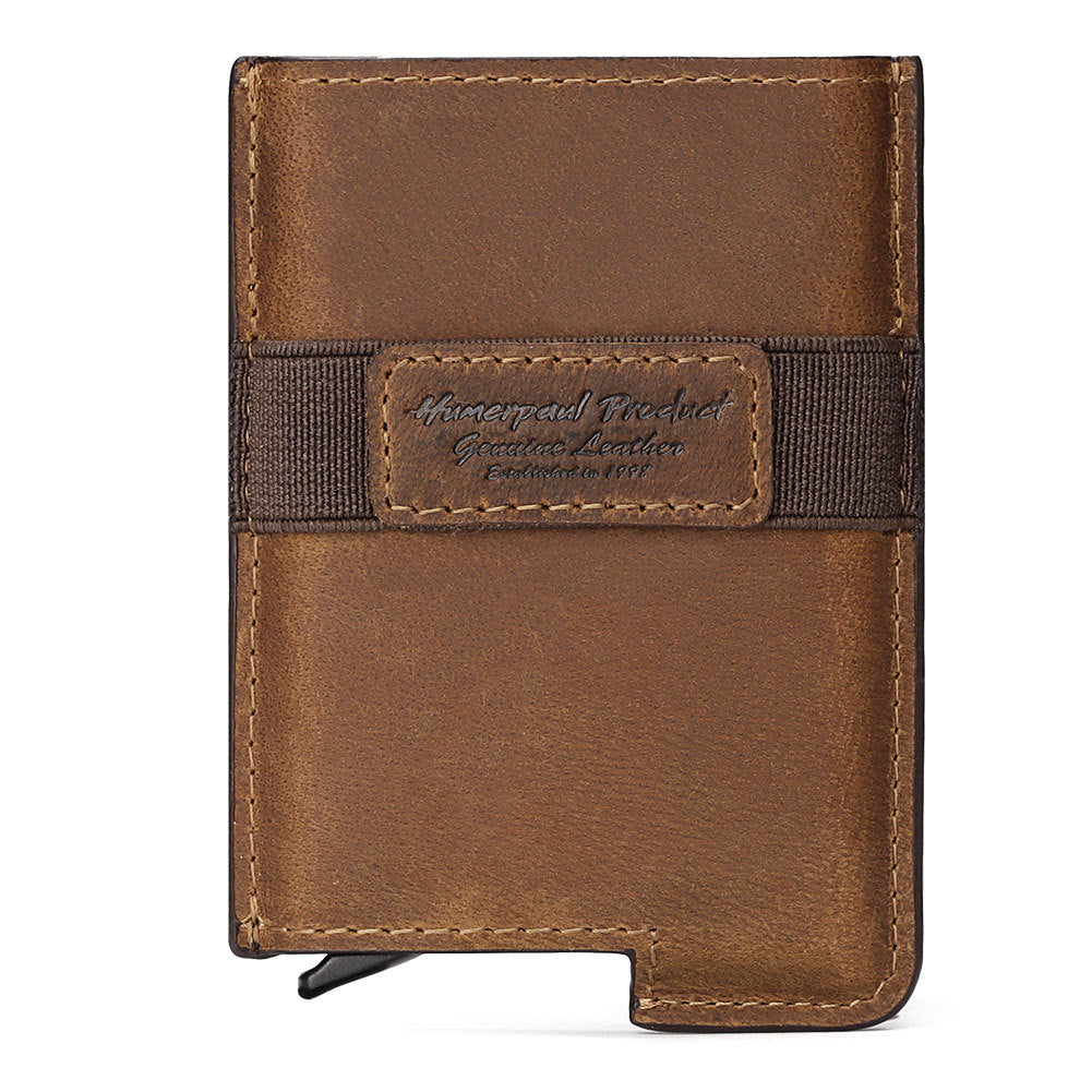 RFID Anti-Theft Swipe Card Box Leather Automatic Credit Card Sleeve Retro Card Bag Men's Leather Multi-Function Wallet