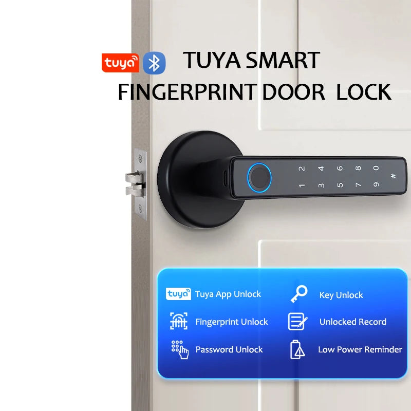 Tuya Smart Fingerprint Door Lock - Keyless Biometric Security