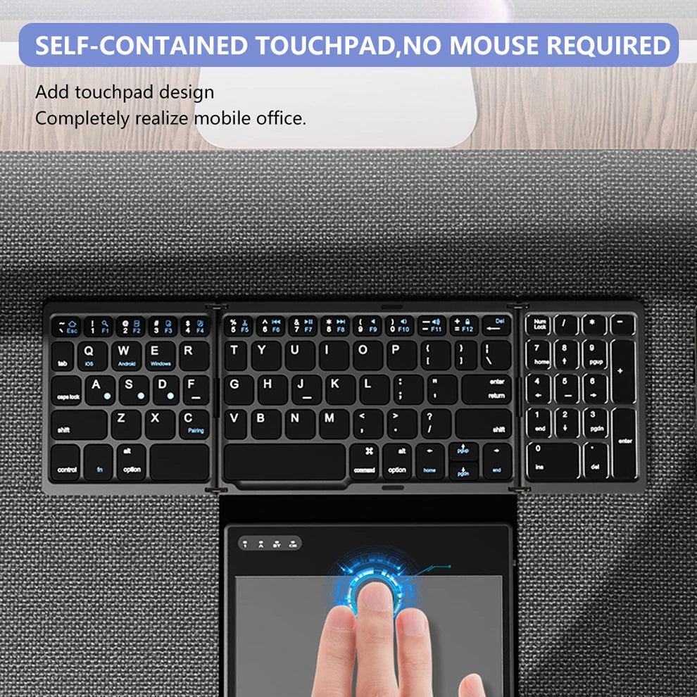 BOW Foldable Bluetooth Mobile Phone Keyboard Folding Portable Wireless Keyboard with touchpad Keyboard for Smartphone